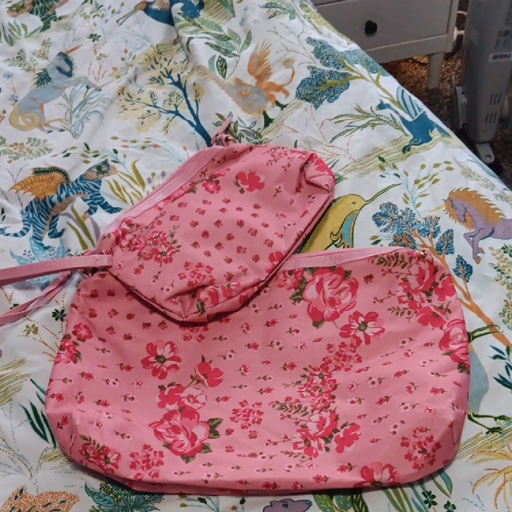 Pink Floral Cosmetic Bag Set